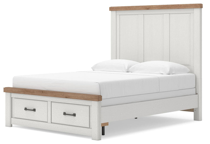 Savonport White/Brown Queen Panel Storage Bed - B4615B7