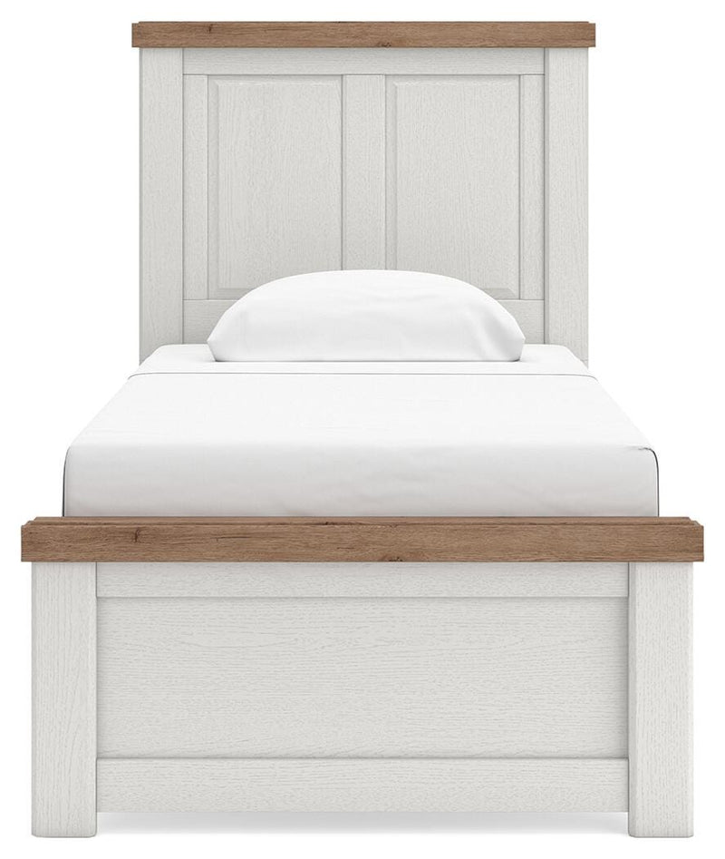 Savonport White/Brown Twin Panel Bed - B4615B2