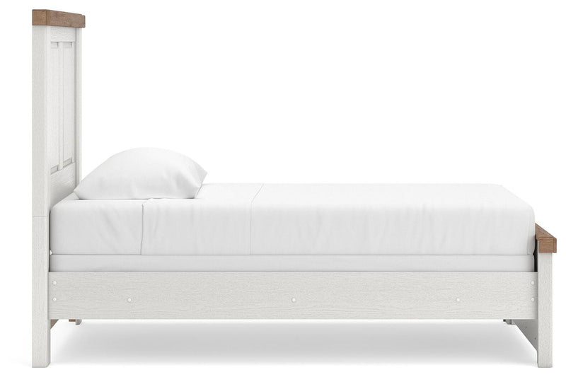 Savonport White/Brown Twin Panel Bed - B4615B2