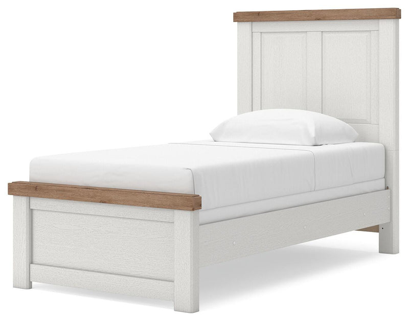 Savonport White/Brown Twin Panel Bed - B4615B2