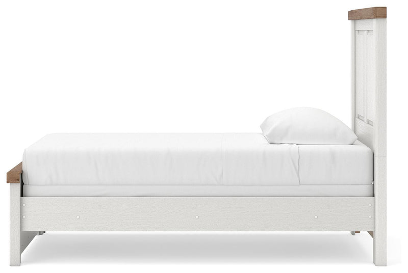 Savonport White/Brown Twin Panel Bed - B4615B2