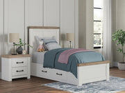 Savonport White/Brown Twin Panel Bed with Storage - B4615B18