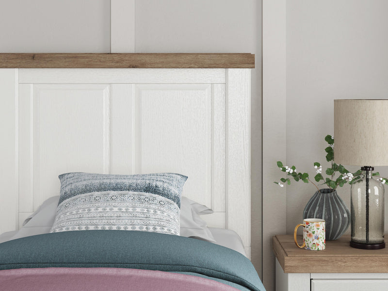 Savonport White/Brown Twin Panel Bed with Storage - B4615B18