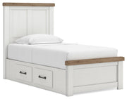 Savonport White/Brown Twin Panel Bed with Storage - B4615B18