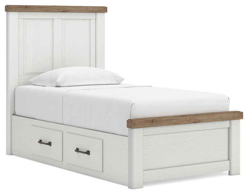 Savonport White/Brown Twin Panel Bed with Storage - B4615B18