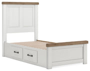Savonport White/Brown Twin Panel Bed with Storage - B4615B18