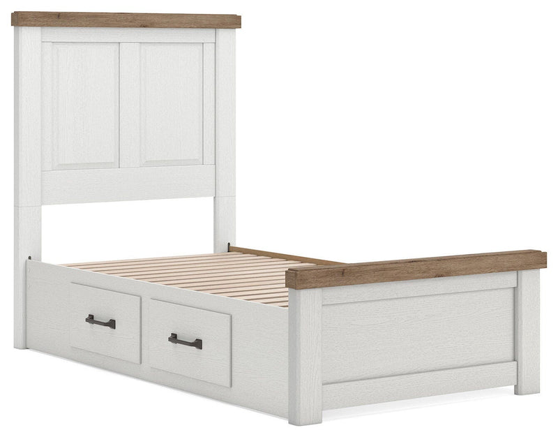 Savonport White/Brown Twin Panel Bed with Storage - B4615B18