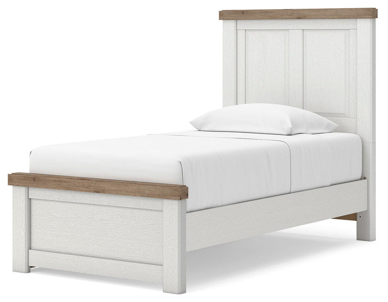 Savonport White/Brown Twin Panel Bed with Storage - B4615B18