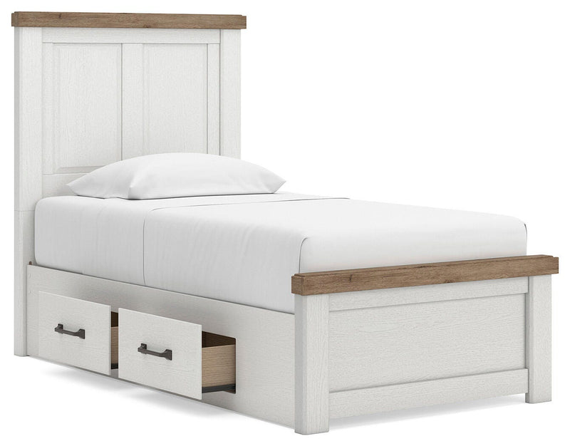Savonport White/Brown Twin Panel Bed with Storage - B4615B18