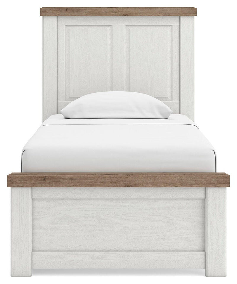 Savonport White/Brown Twin Panel Bed with Storage - B4615B18