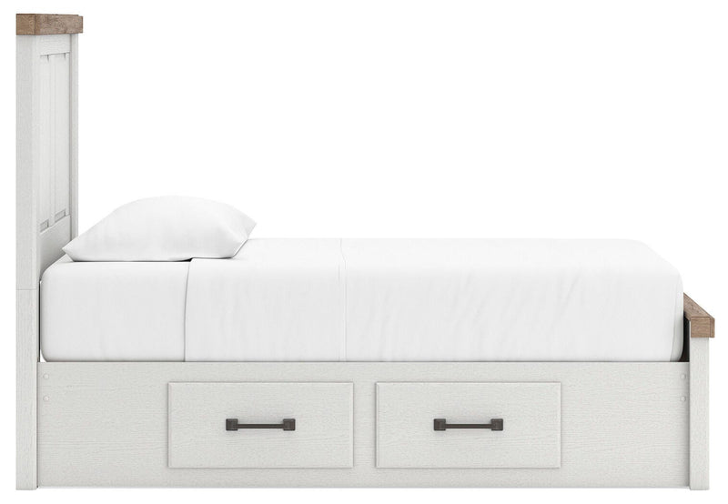 Savonport White/Brown Twin Panel Bed with Storage - B4615B18