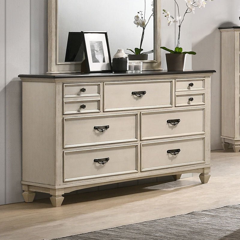 Sawyer Antique White/Brown Dresser - Gate FurnitureDresser