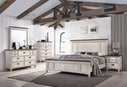 Sawyer Antique White/Brown King Panel Bed - Gate FurnitureKing Bed