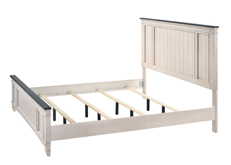 Sawyer Antique White/Brown King Panel Bed - Gate FurnitureKing Bed