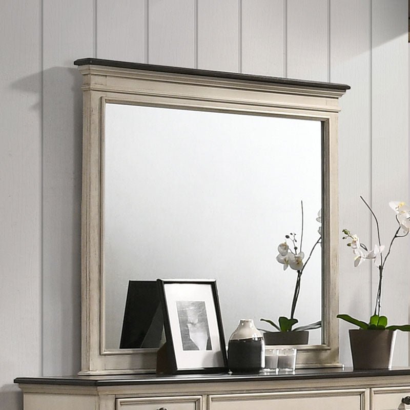 Sawyer Antique White/Brown Mirror - Gate FurnitureMirror