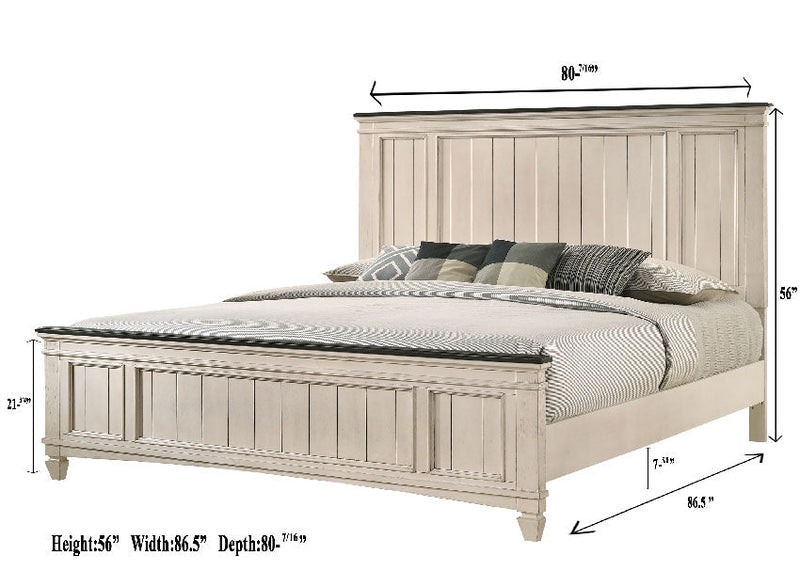 Sawyer Antique White/Brown Panel Bedroom Set - Gate FurnitureBedroom Set