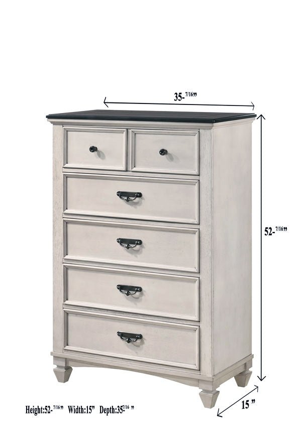 Sawyer Antique White/Brown Panel Bedroom Set - Gate FurnitureBedroom Set
