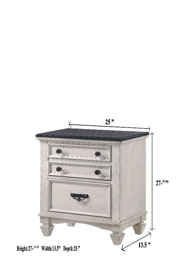 Sawyer Antique White/Brown Panel Bedroom Set - Gate FurnitureBedroom Set