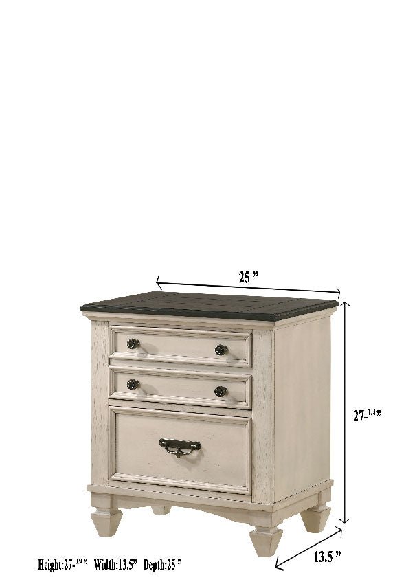Sawyer Antique White/Brown Panel Bedroom Set - Gate FurnitureBedroom Set