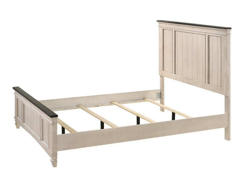 Sawyer Antique White/Brown Queen Panel Bed - Gate FurnitureQueen Bed
