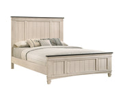 Sawyer Antique White/Brown Queen Panel Bed - Gate FurnitureQueen Bed