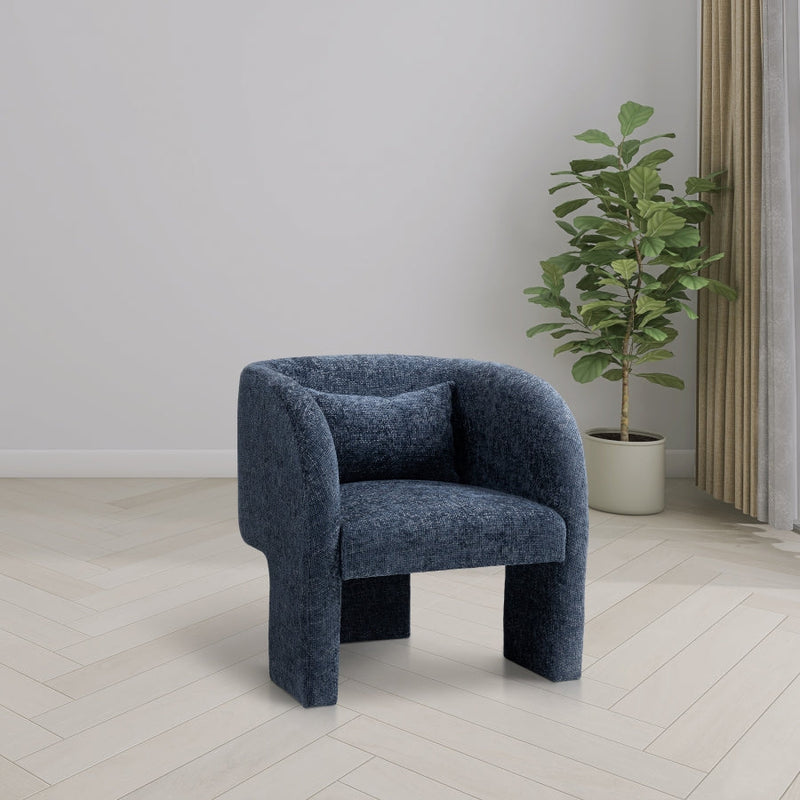 Sawyer Chenille Fabric Upholstered Accent Chair in Blue - 493Navy
