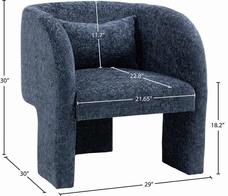 Sawyer Chenille Fabric Upholstered Accent Chair in Blue - 493Navy