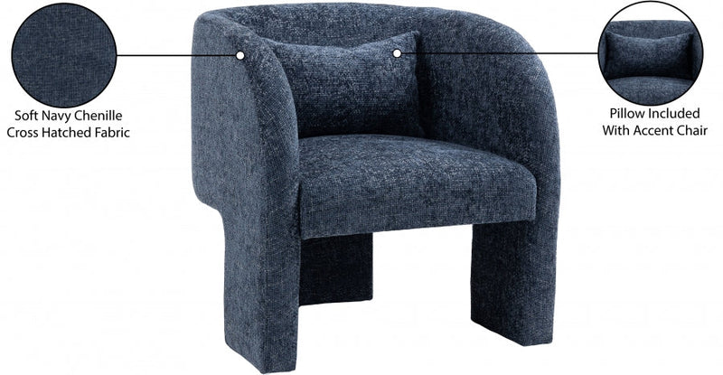 Sawyer Chenille Fabric Upholstered Accent Chair in Blue - 493Navy