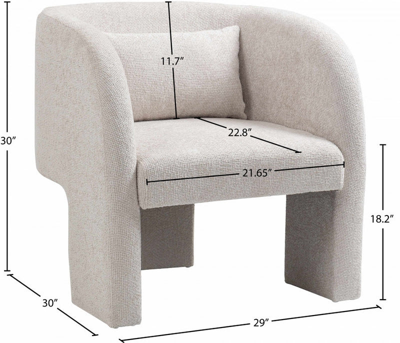 Sawyer Chenille Fabric Upholstered Accent Chair in Cream - 493Cream