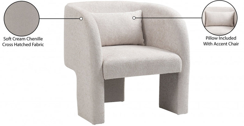 Sawyer Chenille Fabric Upholstered Accent Chair in Cream - 493Cream