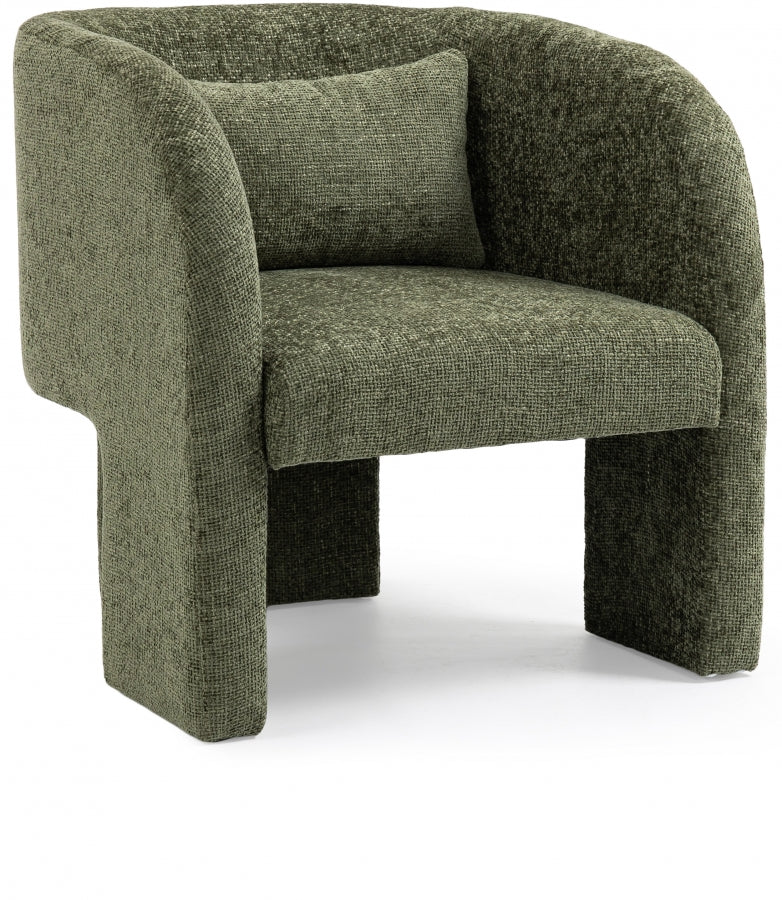 Sawyer Chenille Fabric Upholstered Accent Chair in Green - 493Green