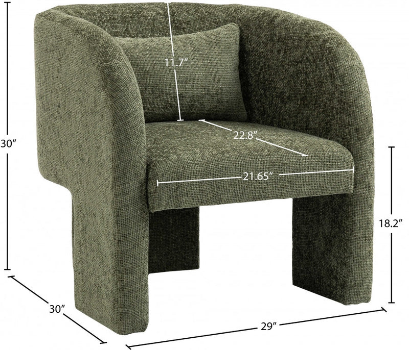 Sawyer Chenille Fabric Upholstered Accent Chair in Green - 493Green
