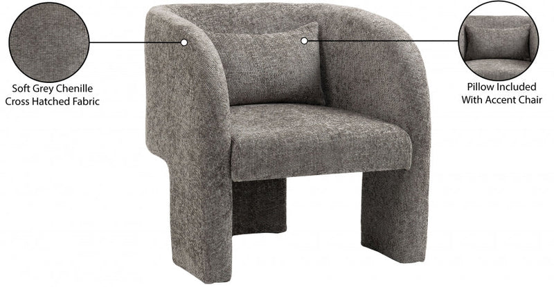 Sawyer Chenille Fabric Upholstered Accent Chair in Grey - 493Grey