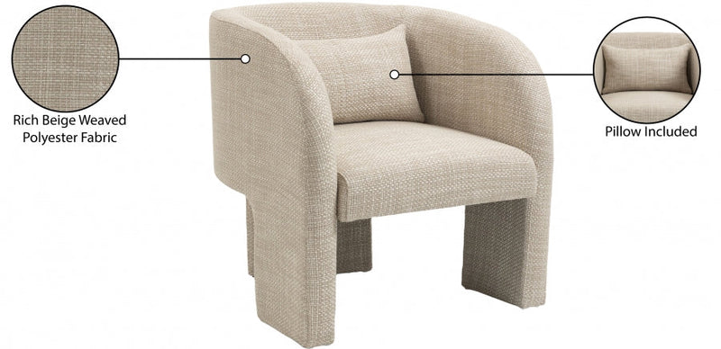 Sawyer Weaved Fabric Upholstered Accent Chair in Beige - 491Beige