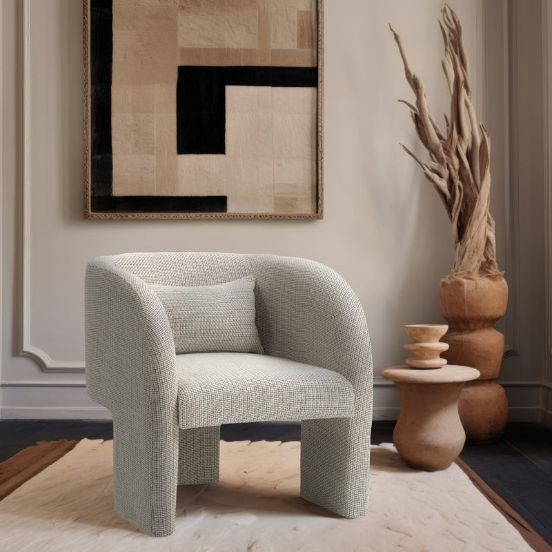 Sawyer Weaved Fabric Upholstered Accent Chair in Cream - 491Cream