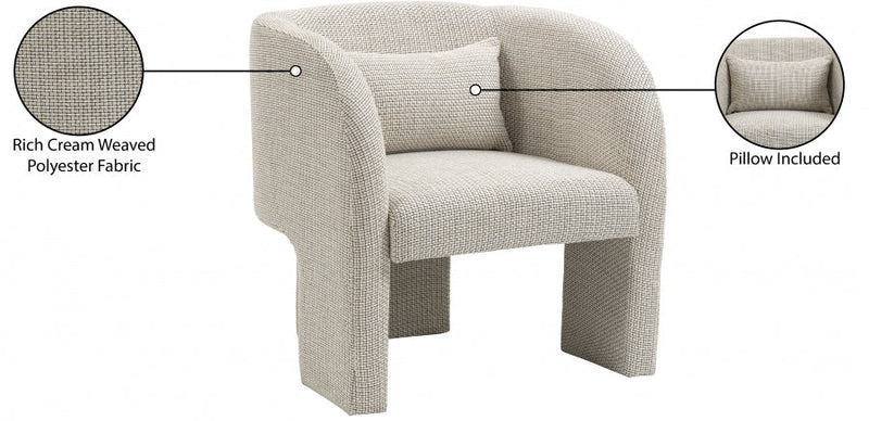 Sawyer Weaved Fabric Upholstered Accent Chair in Cream - 491Cream