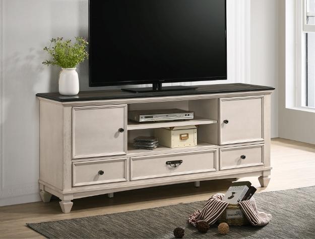 Saywer Antique 68" White/Brown TV Stand - Gate FurnitureTV Stand