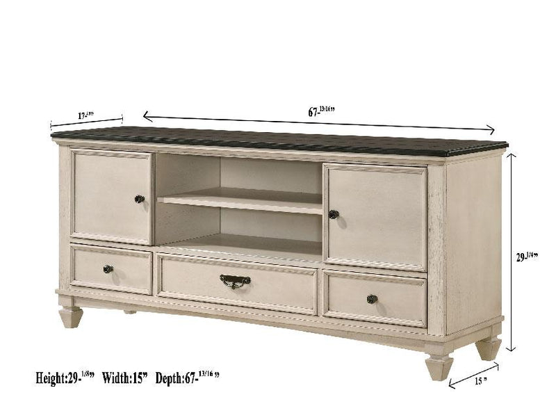 Saywer Antique 68" White/Brown TV Stand - Gate FurnitureTV Stand