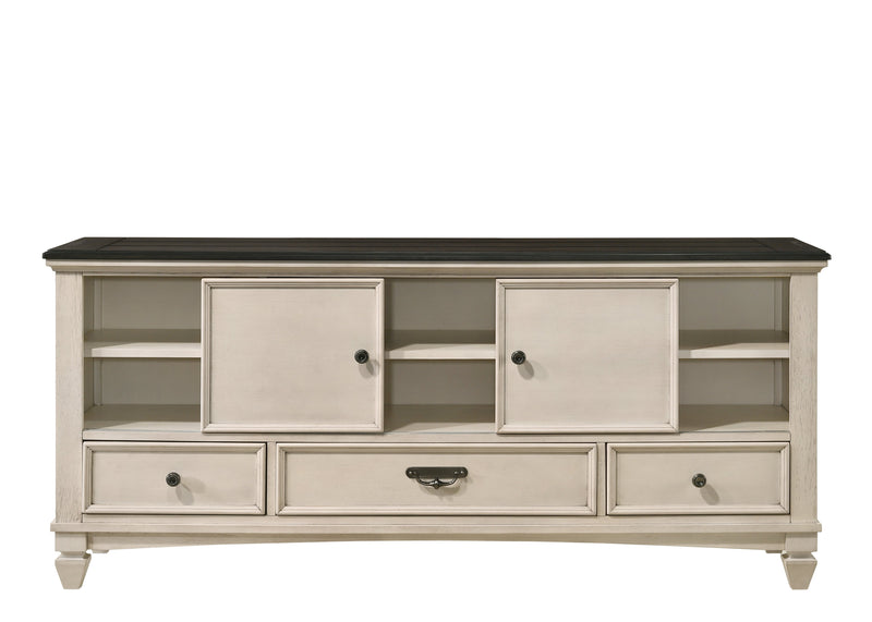 Saywer Antique 68" White/Brown TV Stand - Gate FurnitureTV Stand