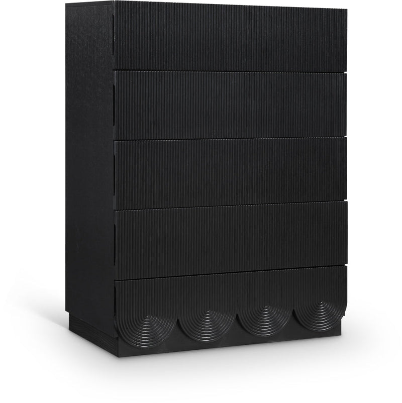 Scallop Oak Veneer Chest in Black - 334Black-CH