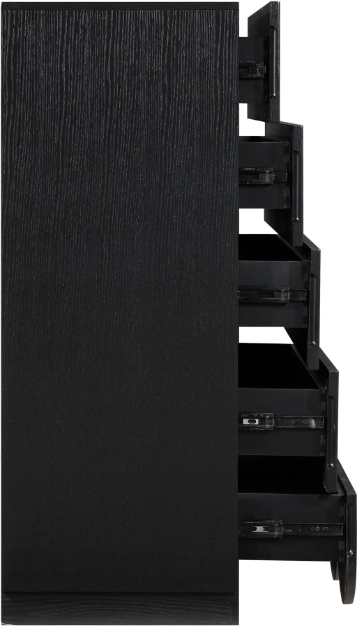 Scallop Oak Veneer Chest in Black - 334Black-CH