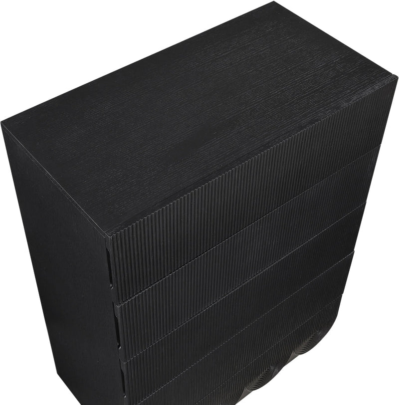Scallop Oak Veneer Chest in Black - 334Black-CH