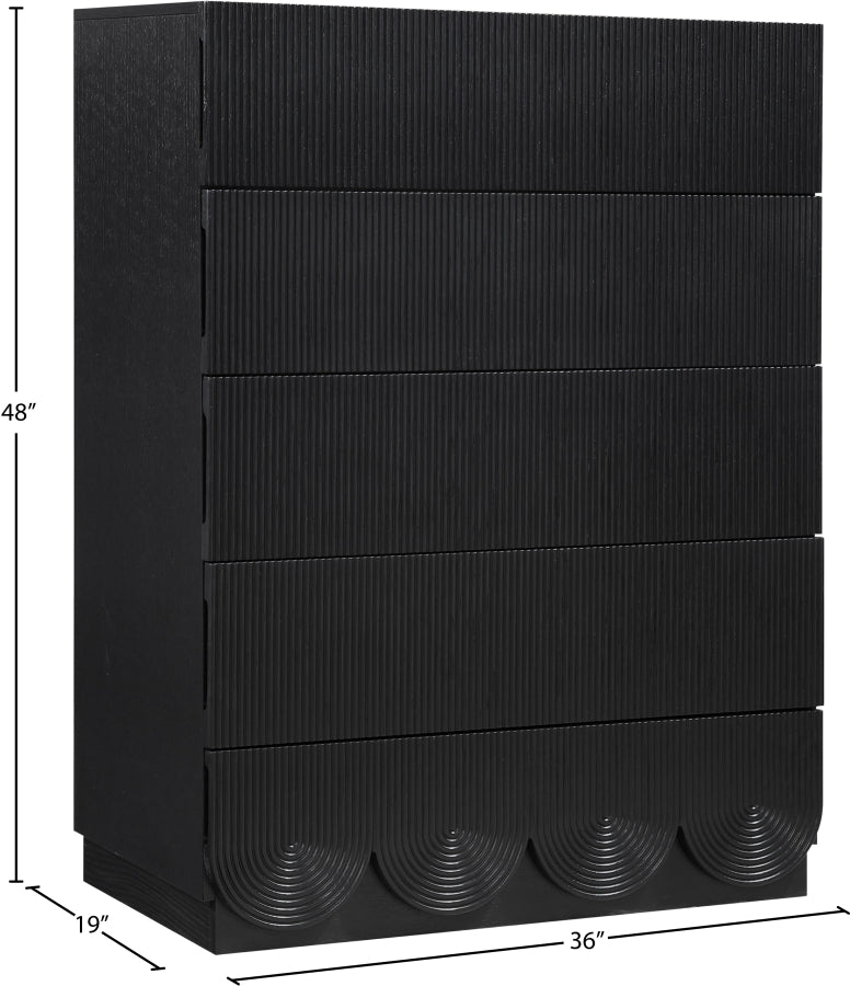 Scallop Oak Veneer Chest in Black - 334Black-CH