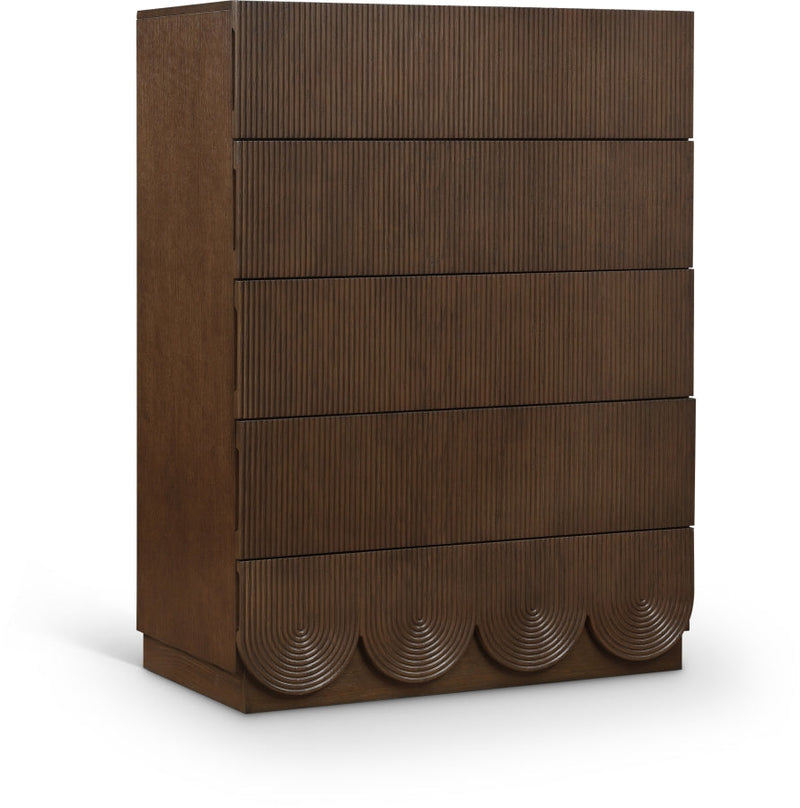 Scallop Oak Veneer Chest in Brown - 334Brown-CH