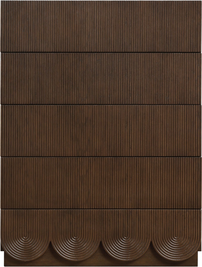 Scallop Oak Veneer Chest in Brown - 334Brown-CH