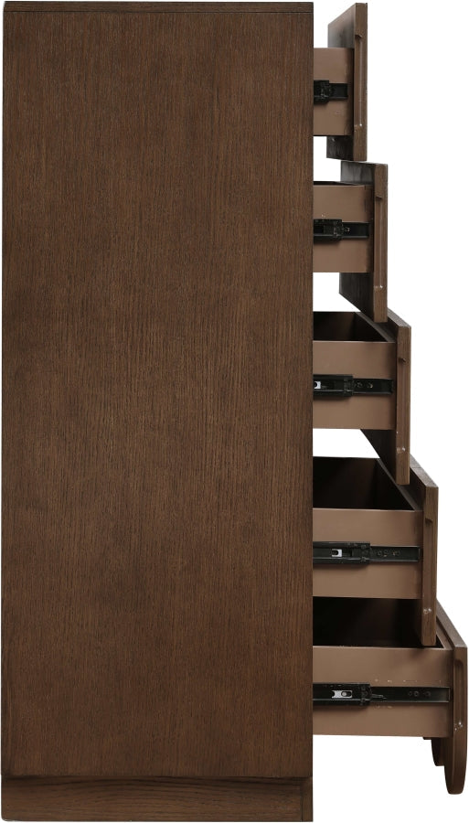 Scallop Oak Veneer Chest in Brown - 334Brown-CH