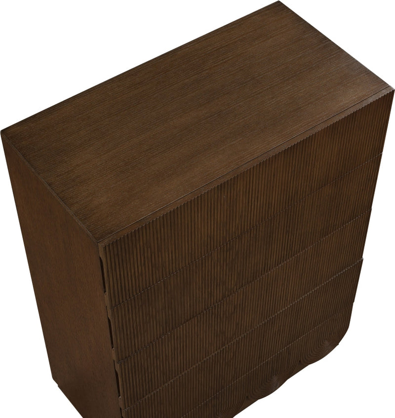 Scallop Oak Veneer Chest in Brown - 334Brown-CH