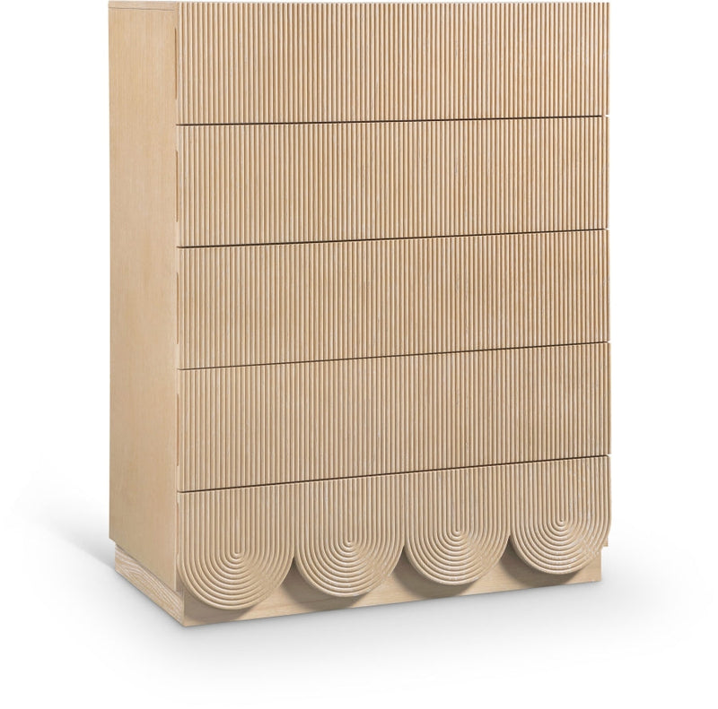 Scallop Oak Veneer Chest in Natural - 334Natural-CH