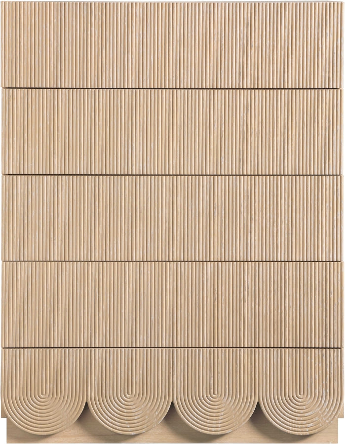 Scallop Oak Veneer Chest in Natural - 334Natural-CH