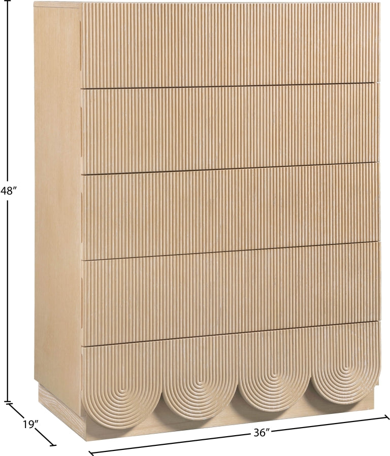 Scallop Oak Veneer Chest in Natural - 334Natural-CH